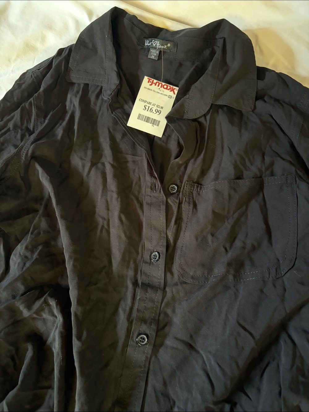 Velvet Heart Black Button-Down Shirt